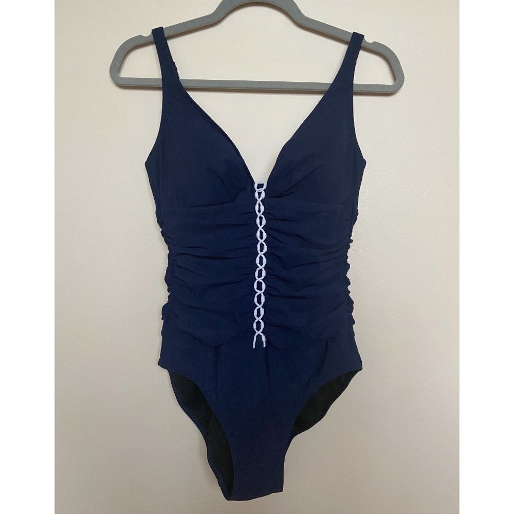 Profile by gottex BlueWhite One Piece Bathing Suit